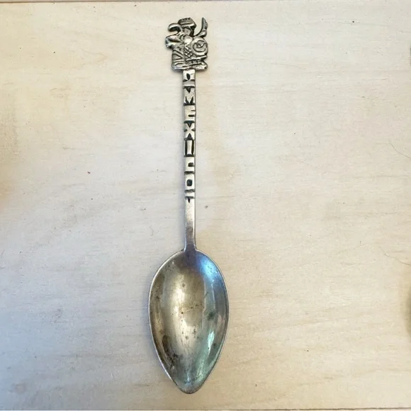 Two Vintage/Antique Sterling Silver Mexico Figural & One Unmarked Mini Spoons